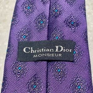 Christian DIOR purple peacock vibe Luxury tie